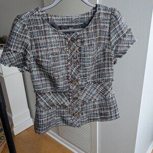 Blue Tweed Short Sleeve Jacket